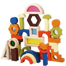Montessori Wooden Building Blocks Toy, Colorful Creative Shape Puzzle Set, STEM Learning Construction Blocks, Suitable For Boys And Girls - Multicolor - View 7