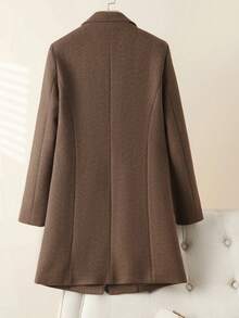 Women's Wool Coat, Mid-Length, Novel Slim Fit, Elegant, Suitable For Autumn/Winter, Women's Wool Jacket - Coffee Brown - View 3