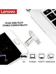 Lenovo USB 3.2 Flash Drive 32GB/64GB/128GB/256GB High-Speed Metal USB Flash Drive, Storage Card, Waterproof - Silver - View 3