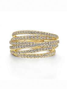 1pc Elegant Cubic Zirconia Ring For Women, Wedding Engagement Party Jewelry, Valentine's Day Gift - Yellow Gold - View 6