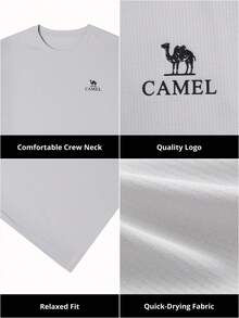 CAMEL CROWN 男士户外运动T恤，短袖上衣，舒适透气速干，适合春夏穿着 - 冷月灰 - 查看 6