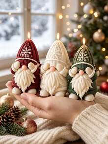 Snowflake Gnome Silicone Candle Mold, DIY Gnome Covering Face With Snowflake Embossed Silicone Mold, Handmade Candle Wax Craft, Christmas Gift, DIY Clay Mold, Concrete Casting Mold, Home Decor - Dwarf Mold - View 6