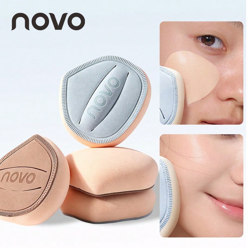 NOVO 1個藍色/棕色海綿化妝蛋,雙用柔軟氣墊粉撲,適用液態、乳霜與粉狀底妝完美上妝,無乳膠,底妝化妝工具,眼部與角落設計,柔軟親膚 - 彩色 - 查看 1