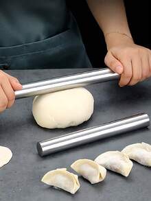 1pc Stainless Steel Rolling Pin, Non-Stick Rolling Pin For Baking Soft Candy, Pizza, Pie, Pastry, Dough, Cookies - Silver - View 5