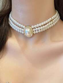 Lolita-Style Retro Baroque Faux Pearl Fringe Necklace Goes With Everything Ladies Dinner Ball PROM PROM Wedding Decorative Accessories Choker - Multicolor - View 1