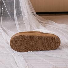 Women's Thermal Lined Comfortable Anti-Slip Wear-Resistant Closed Toe Faux Fur Slippers Faux Suede - Brown - View 6