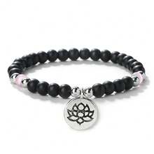 1 Pc Of Yoga Zen Style Simple And Versatile Lotus Pendant Bracelet For Men And Women To Pray For Blessings And Protect Themselves Buddha Bead Bracelet - Multicolor - View 16