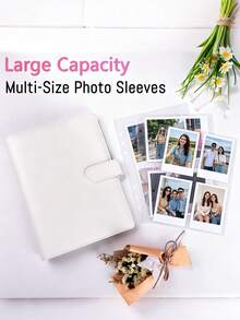 1Set Álbum de Colección de Tarjetas con Carpeta de Hojas Sueltas, Cuaderno de Fotos, Portada de PU A5 + 25 Piezas de Fundas Interiores de 4-Cuadrículas para Tarjetas de Fotos, Álbum Familiar de Boda y Aniversario, Álbum de Almacenamiento de Tarjetas Fotográficas para Organización y Colección de Tarjetas Intercambiables - Multicolor - Ver 5