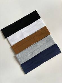 5pcs Elegant Sporty Wide Headbands, Solid Color Elastic Hairbands, Women's Face Washing Makeup Yoga Fitness Sports Headbands - Multicolor - View 5