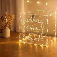 Custom Wedding Card Box, Elegant Envelope Storage Box, Can Store Cash Envelopes, Greeting Cards And Gift Cards, Exquisite Desktop Decor, Pure Physical Storage Without Electricity, Suitable For Wedding Banquets, Graduation Events, Celebration Ceremonies, Birthday Parties, Supports Personalized Customization, Combines Storage And On-Site Decoration Functions - 1PC - View 3