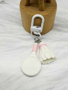1pc Sports Pattern Cute ABS Plastic (ABS Resin) Badminton Racket Resin Keychain - Sports Keychain - View 6