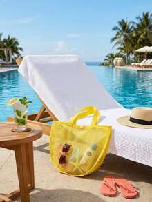 YIYIQCSJ 1 X Cut-Out Polyester Mesh Beach Bag-Can Be Used As A Travel Laundry Bag, Swim Gear Organizer, Or Toiletry Bag. - Multicolor - View 3
