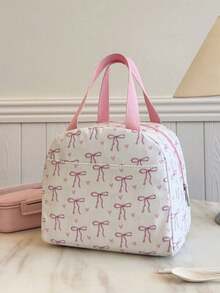 Student Portable Insulated Lunch Bag, Thickened Cute Fruit Lunch Tote With Bow And Heart Pattern - Multicolor - View 8