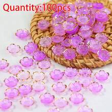 100pcs Acrylic Dual-Color Gold Foil Flower Beads, Acrylic Loose Beads For Jewelry Making - Two-tone Flower Bead - View 15