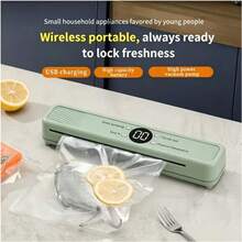 Rechargeable Portable Mini Vacuum Sealer Machine, 3-Level Adjustable Digital Display, 1200mAh Fully Automatic Multi-Function Household Food Preservation Sealing Device, Electric Vacuum Packaging Machine For Food Storage, Long-Lasting Freshness Lock, Home Food Sealing Machine - Multicolor - View 8