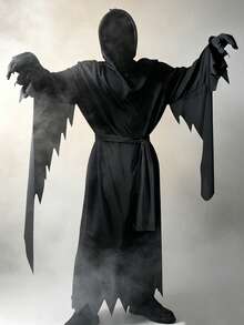 Adult Grim Reaper Halloween Costume, Suitable For Scream Party, Easter Ball, Horror Performance, Unisex Jumpsuit - Multicolor - View 3
