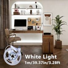 5pcs/3pcs/1pc, LED Light Strip With Switch, USB Powered Flexible Ceiling Light Strip With Button Switch, Warm White/White Light, Drill-Free Linear Light Strip Suitable For TV Backlight And Home Decor, Perfect For Weddings, Halloween, Christmas, Parties And More - White - View 19