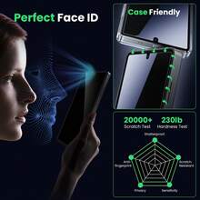 CASECOPS 3片裝隱私鋼化玻璃螢幕保護貼，相容 Galaxy S26 Ultra/S26 Plus/S26、S25 Ultra/S25 Plus/S25/S25 Edge、S24/S23/S22/S21/FE 系列，支援指紋解鎖，全螢幕覆蓋 9H 防窺鋼化玻璃，耐刮、易安裝、防碎邊、防污、觸感滑順，無縫支援 Face ID，清晰顯示，適合生日送禮給家人朋友 - 3片 - 查看 7