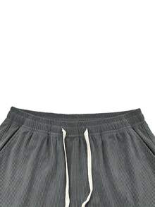 Hidkat Men's Autumn/Winter Thickened Corduroy Casual Long Pants With Elastic Waist And Drawstring, Suitable For Outdoor And Home Leisure - Grey - View 3