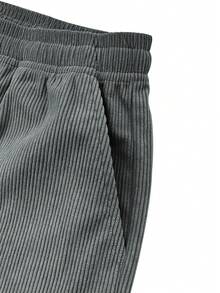 Hidkat Men's Autumn/Winter Thickened Corduroy Casual Long Pants With Elastic Waist And Drawstring, Suitable For Outdoor And Home Leisure - Grey - View 4