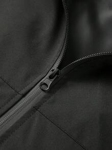 Jaket Patchwork Hijau Army Pria, Pakaian Luar Kasual Berkerudung, Atasan Gaya Gunung - Hitam - View 5