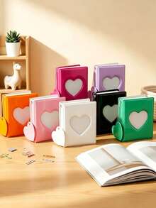 Minimalist Solid Color Photo Storage Album - Used For Storing Photo Albums, Heart-Shaped Hollow Photo Card Holder, Suitable As A Small Gift For Colleagues, Family And Loved Ones - Multicolor - View 5
