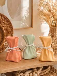 Bag-Shaped Resin Vase, Pleated Bag Design With Bow Rope Decoration, Modern Aesthetic Tabletop Vase, Home Living Room Bookshelf Decor - Multiple Styles - View 8