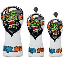 1Pc Monster Character Embroidery Golf Wood Head Cover, Graffiti Letter Golf Driver Fairway Hybrid Club Headcover, Golf Protective Accessory - Multicolor - View 1