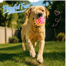 1pc Colorful Bumpy Dog Chew Ball Toy, Elastic Interactive Puppy Play Toy, Suitable For Fetch, Chase And Solo Play, Ease Pet Anxiety, Bring Happy Playtime For Dogs Indoor & Outdoor - Pink - View 6