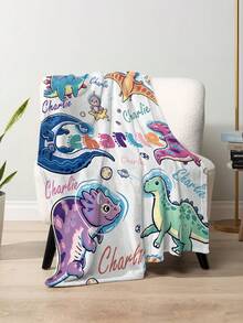 1pc Customized Name Blanket, Personalized Bed Throw, Printable Name, Personalized Throw Blanket, Cute Animal Pattern Blanket, Comfortable Blanket, Home Gift, Birthday Gift, Christmas Gift, Personalized Gift, Gift For Son/Daughter, Gift For Friend - Style 8 - View 3