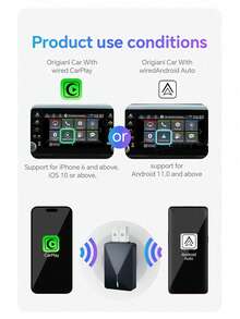 XUDA 2in1 Mini Carplay Ai Box Wired To Wireless Carplay And Android Auto 5GHz WiFi5 Transmission Speed Plug And Play Fashionable And Portable Suitable For 99% OEM CarPlay Cars For IPhone IOS 10+/Android 11+, USB/USB-C - B - View 11