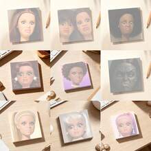 3pcs Random/6pcs Random/9pcs Random Cute Doll Face Self‑Adhesive Sticky Notes,Square Memo Pads For School, Office, Daily Reminder, Journaling, Girls Stationery Gifts - one-size - View 1