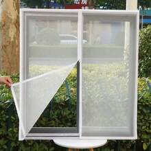 WHITE Zipper Window Screen, High Transparency Encrypted Mosquito Net, Special Mosquito Net, Breathable, No Drilling Required, Washable - Black Zippered Window Screen - View 2