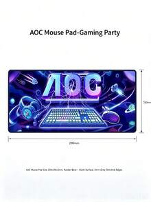AOC Alas mouse gaming ekstra besar bergaya mecha biru fiksi ilmiah, anti selip, tahan aus, tebal dengan tepi yang dijahit, alas meja kantor, alas keyboard laptop, alas meja besar untuk pelajar/rumah. - Rectangle - View 5