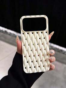 Casing Pelindung Baru dengan Tekstur Anyaman yang Bernapas dan Mampu Membuang Panas, Kompatibel dengan 17 Pro Max/16 Pro/15 Pro Max/14/13/13 Pro Max/14 Pro Max/16 Pro Max/13 Pro Max/dan Model Lainnya, Hadiah Modis untuk Pria dan Wanita - Krem - View 2