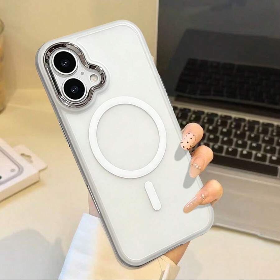 Funda protectora de teléfono con lente electrochapada magnética compatible con iPhone 11 12 13 Pro Max 14 14 Pro Max 15 15 Pro Max 16 16 Pro Max 17 17 Pro 17 Pro Max X XR XS Max - Blanco - Ver 1