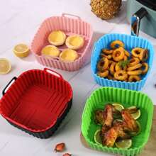 3pcs/2pcs/1pc Square Silicone Air Fryer Basket Liner, Suitable For Fryers, Non-Stick Reusable Air Fryer Liner, Oven Microwave Cake Pan, Kitchen Accessories,Kitchen Gadgets,Air Fryer Baking Mat Liner For Home Use - Multicolor - View 8