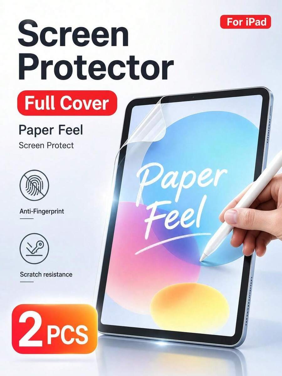 2pcs Paper-Feel PET Screen Protector, Matte Texture, Ultra-Thin High Definition, Anti-Scratch, Smooth Writing And Drawing. Compatible With IPad Mini 1-6, 7/8/9 (10.2 Inch), 10th Gen, 11th Gen A16 (2025 Model), Air 1/2/3/4/5, Pro 9.7"/10.5"/11" (1st/2nd/3rd Gen) Accessories, Phone Accessories