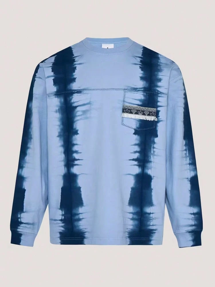Adidas Originals Men's TOUR TEE LS Long Sleeve Knit Collarless T-Shirt TKW5675 - Mint Blue - View 1