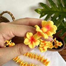 10pcs Soft Clay 25mm Plumeria Flower Straight-Hole Beads Polymer Clay Hawaiian-Themed Flower Beads Are Suitable For Jewelry DIY Making - 10pcs Plumeria Flower Beads - View 4