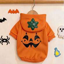 LUCKIE PAW 1pc Halloween Funny Pumpkin Pattern Pet Sweatshirt, Physical Flea Protection, Reduces Shedding, Warm & Breathable, Suitable For Small And Large Dogs And Cats, Indoor And Outdoor - Orange - View 11
