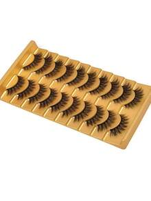 10/7 Pairs 15mm Cross-Style Extended Outer Corner False Eyelashes - Black - View 5