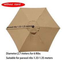 Khaki Roman Umbrella, Beach Umbrella, Sun Umbrella Replacement Fabric 1pc (Frame Not Included). Please Refer To Image Size Before Purchasing. - Khaki - View 11