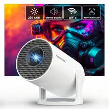 Magcubic HY300Pro Android Mini Projector, Built-In Home Theater And Office Projector, Native 720P Support, 4K Resolution Supported, Automatic Keystone Correction, Integrated WiFi 6 And App Store - Apricot - View 2