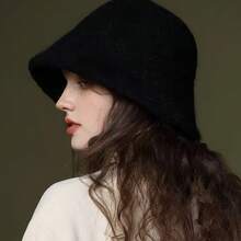 Women's Bucket Hat, Multi-Functional Casual Knitted Bucket Hat, Simple And Practical Everyday Essential Hat - Black - View 3