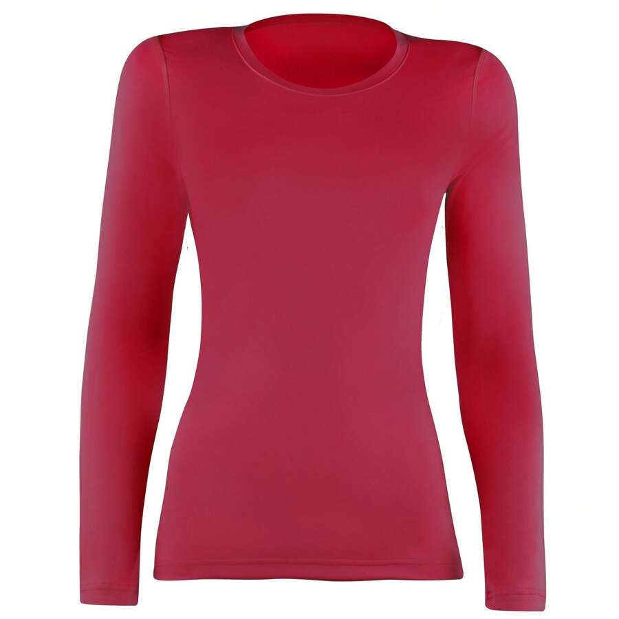 Rhino Womens / Ladies Sports Baselayer Long Sleeve Top - Red - View 1