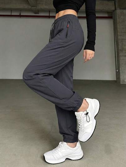 Women's Lightweight Zipper Pocket Capri Pants, Suitable For Summer & Autumn, Applicable For City Life, Vacation, Sports, Hiking And Other Scenarios