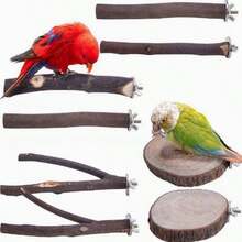 Natural Wooden Parrot Perch Stand, Perch Branch Fork Toy Hanging Multi-Branch Perch Platform Hammock Swing Toy, Suitable For Parrots, Lovebirds, Parakeets, Canaries, Finches - Bird stand - View 9