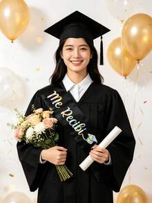 12件/10件/6件/1件畢業披肩，畢業派對裝飾，中性緞面彩色金箔畢業披肩，適用於畢業派對用品、畢業肩帶、學校派對、晚會儀式披肩、派對服裝拍照道具 - 畢業瑤帶 - 查看 1