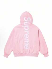 Supreme Satin Applique Hoodie FW24 | Premium Heavyweight Crossgrain Fleece Hoodie, Streetwear Layering Set For Men & Women - 粉色連帽衫 - 查看 1